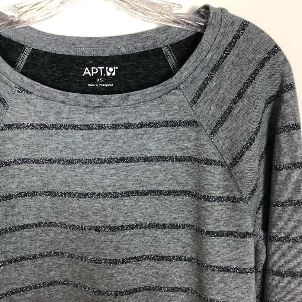 Apt. 9 Glitter Striped Long Sleeve Tee - Size XS - Picture 3 of 5